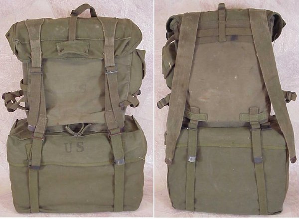 US WWII M1945 Backpack, upper & lower pack, Manufacturer not visible