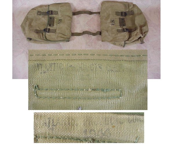 US WWII  M1936 Musette Bags, stitched together, used as a saddle bag