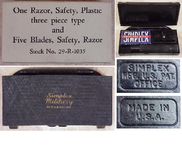 US WWII, Razor Simplex Safety Plastic 3 piece type, in carbord box, very good condition
