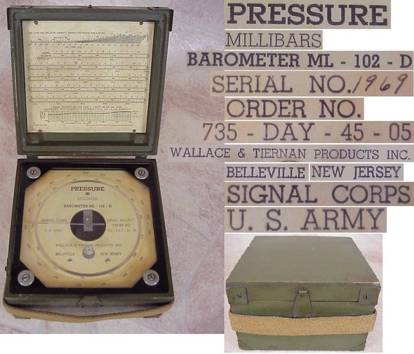 US WWII, Signal Corps Barometer ML-102-D 1945, very good condition