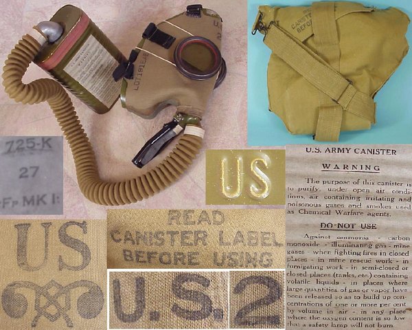 US WWII, Gasmask MKI, canvas bag, mint good condition