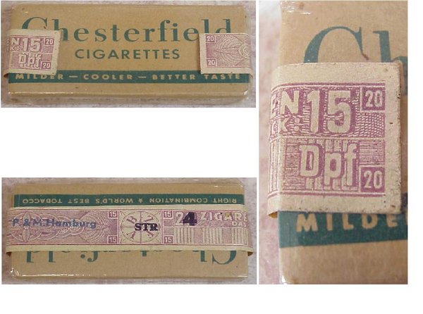 US WWII, German Occupation, Cigarette Chesterfield , rare German Tax banderole, very good condition