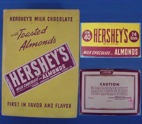 US WWII, Chocolate Hersheys Card Board Box, empty, very good condition