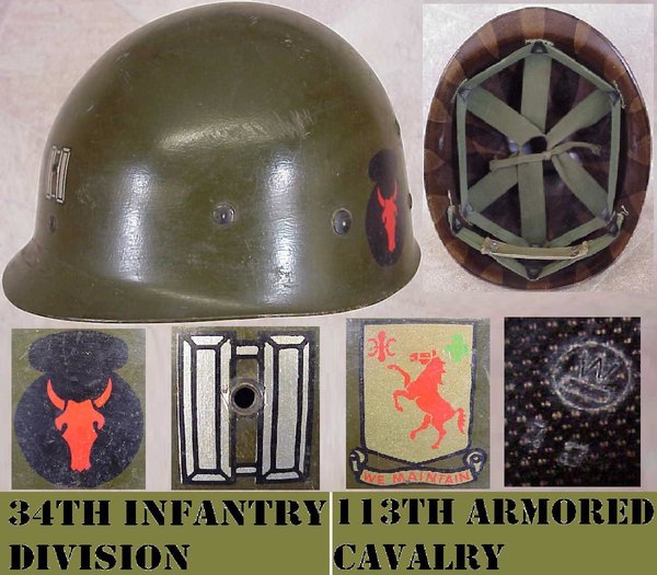 US WWII, Helmet Liner M1 Westinghouse 34th Inf.Div. Chinstrap missing, very good condition