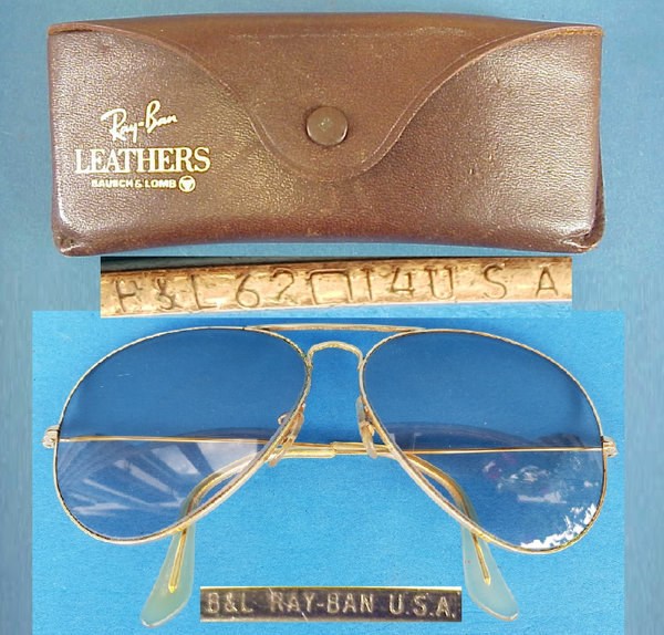 US WWII, USAAF Aviator Sun Glasses B&L Ray Ban Leathers, very good condition