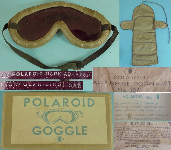 US WWII, Goggles Polaroid All Purpose Card Board Box & Pouch, very good condition