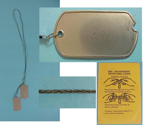 US WWII, Dog Tags Wire & Bag, very good condition
