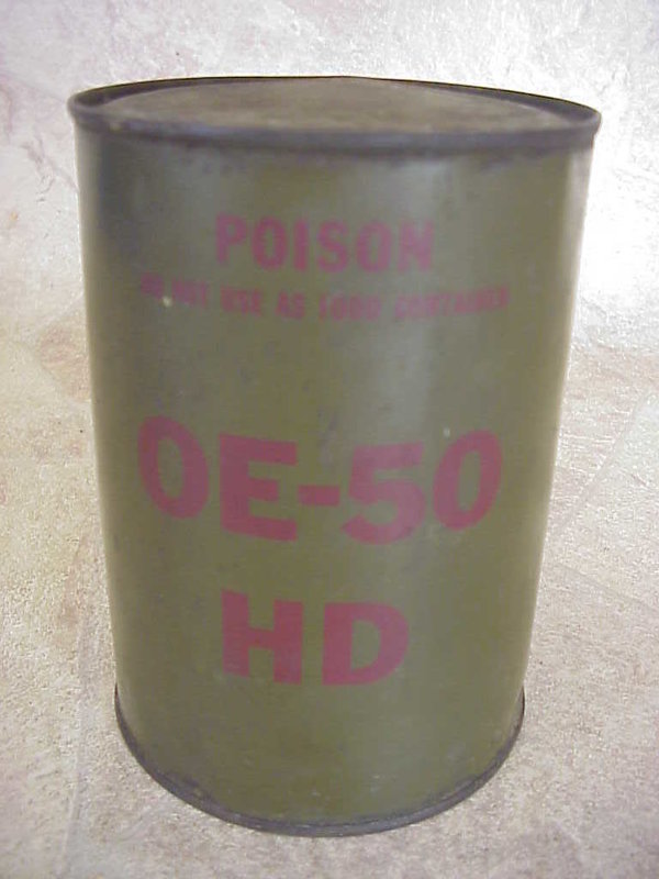 US WWII, Tin Can Motor Oil OE 50 HD, full,  very good condition
