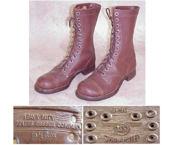 US WWII, Boots Paratroopers 12 Grommets S.R.C. no slanted heal, very good condition