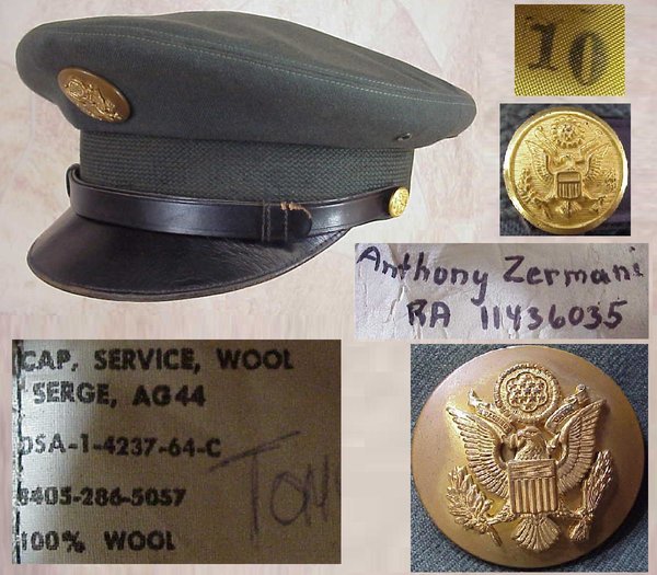US Vietnam Visor Hat Service Wool Serge AG44, very good condition