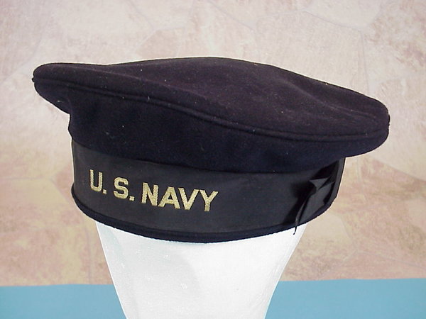 US WWII, Cap Navy Sailor Wool Flat darkblue, very good condition