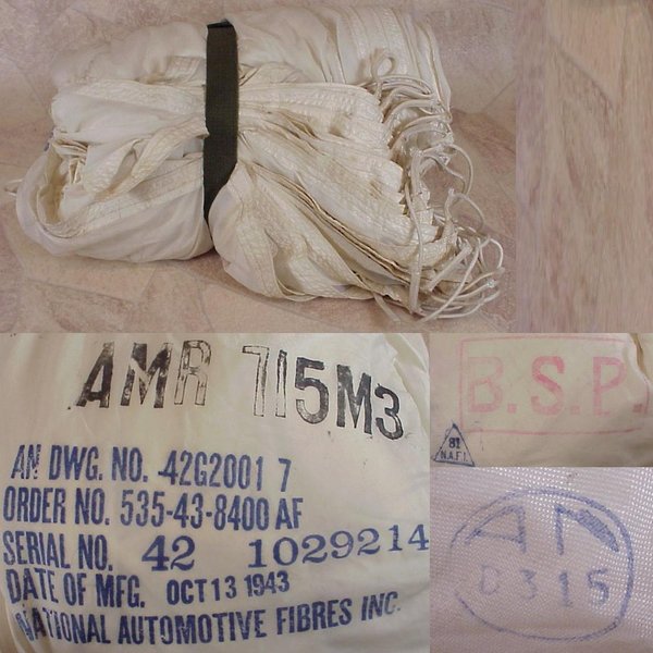 US WWII, Canopy Parachute AMR 715 M3 1943, very good condition