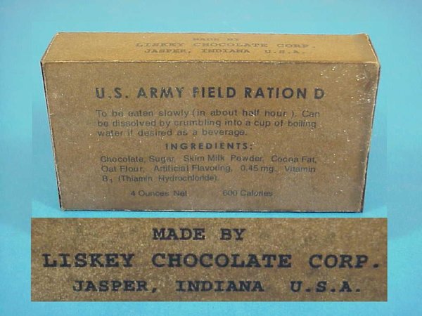 US WWII, Chocolate Field Ration D Liskey, very good condition