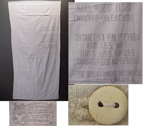 US WWII, Sack Flour Ismert Co. Bedding, used as a pillow, good condition