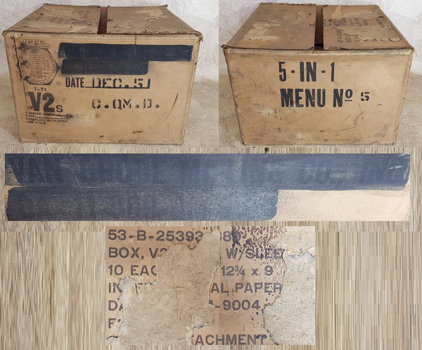 US WWII, Ration Box Menue No.5 1951, empty, very good condition