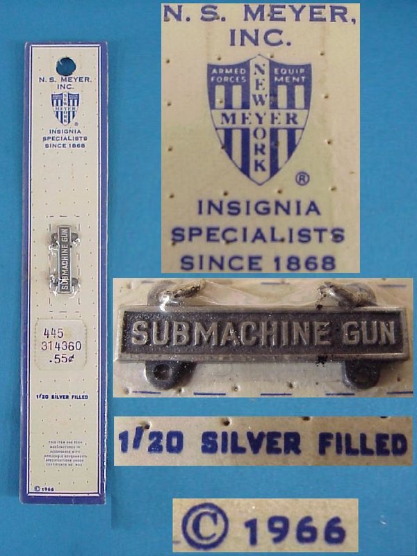 US WWII Badge Shield Bar Submachine Gun with Cardboard