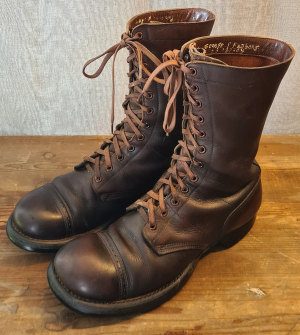U.S. WWII Airborne Boots Corcoran Original Size 9 very nice & soft NAMED !