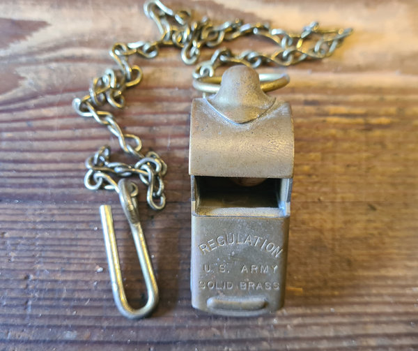 U.S. WWII Army Whistle MP Solid Brass in good condition