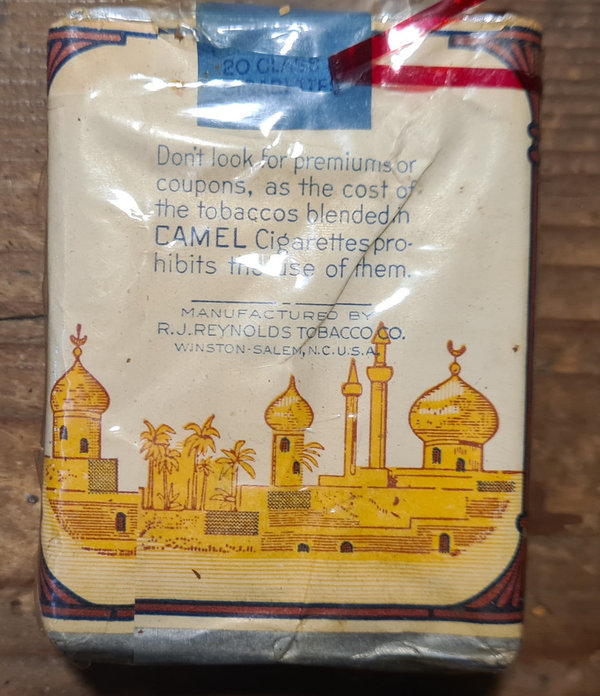 U.S. WWII Camel Cigarettes, full, unopened and plastic wrapped.