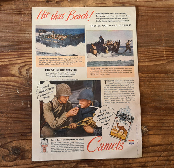 U.S. WWII original Promotion Page in absolutely top condition , Camel Cigarettes Dated 12/1944.