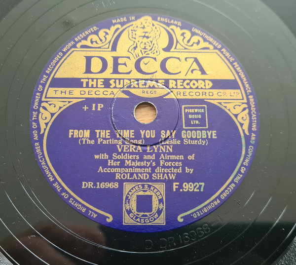 U.S. WWII Era original Shellac Record with Cover of the 40th in good condition. Title " Vera Lynn -