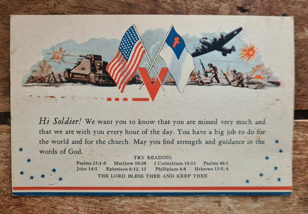 U.S. WWII original Postcard from " V " Title Soldier in mint condition. Thats NO reprint