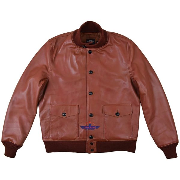 FIVESTAR LEATHER Russet Brown Capeskin Leather Air Force A-1 Jacket Pilot Flying Aviator