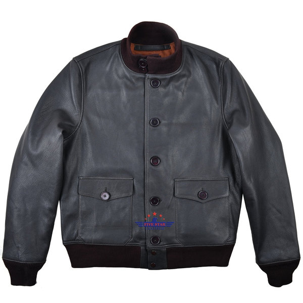 FIVESTAR LEATHER Real Goat Seal Brown thick Leather Air Force A-1 Jacket Pilot Flying Aviator