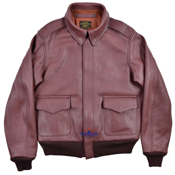 FIVESTAR LEATHER A2 RW Clothing Co Contract No. W535 AC-27752 Real Goat Leather Russet Brown Jacket