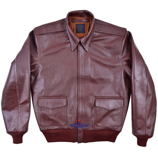 FIVESTAR LEATHER A2 J. A. Dubow Mfg Co Contract 27798 Horsehide Reddish Brown Leather Flight Jacket