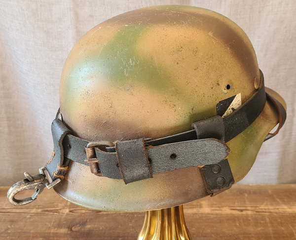 GERMAN WEHRMACHT WWII reproduction helmet carrier in full genuine black leather.